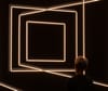 Person looking at vertical and horizontal lights