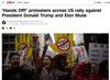 Screen shot of CNN story on "hands off" protests in the US